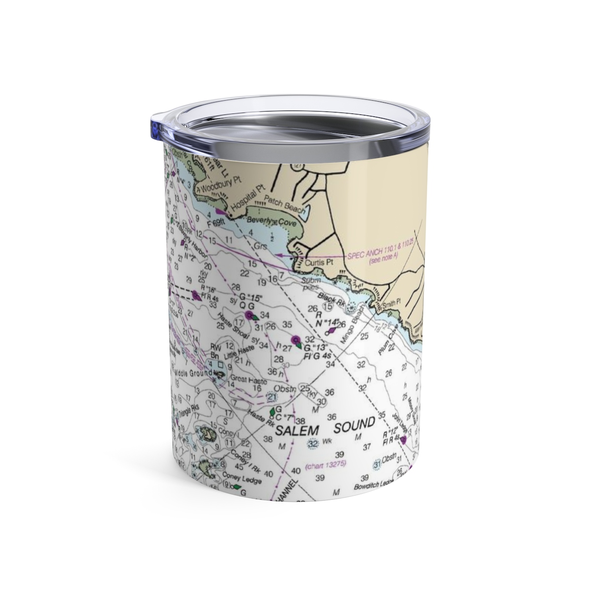 Salem Harbor Salem Sound Marblehead Stainless Nautical Chart Tumbler