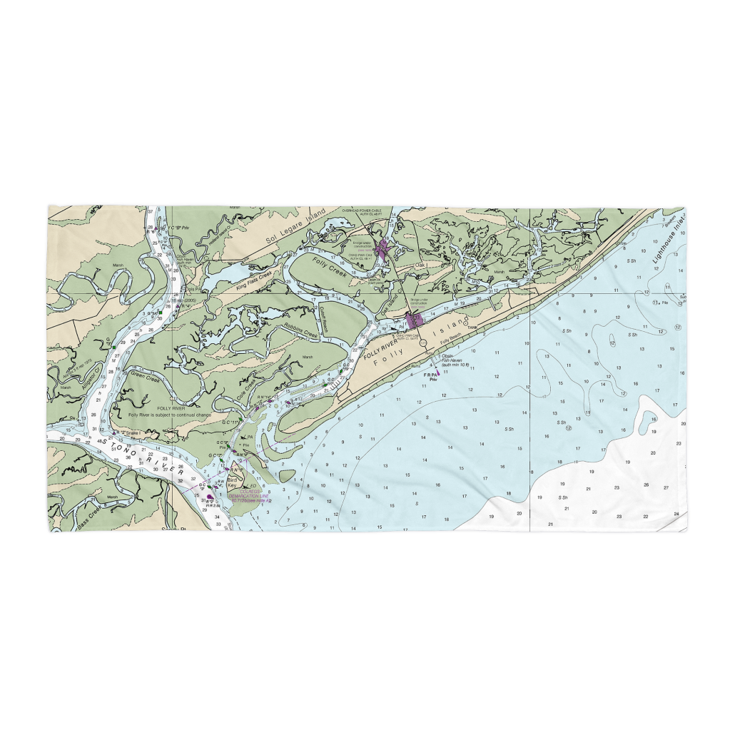 Folly Beach Folly Island Chart Towel · Chart Mugs