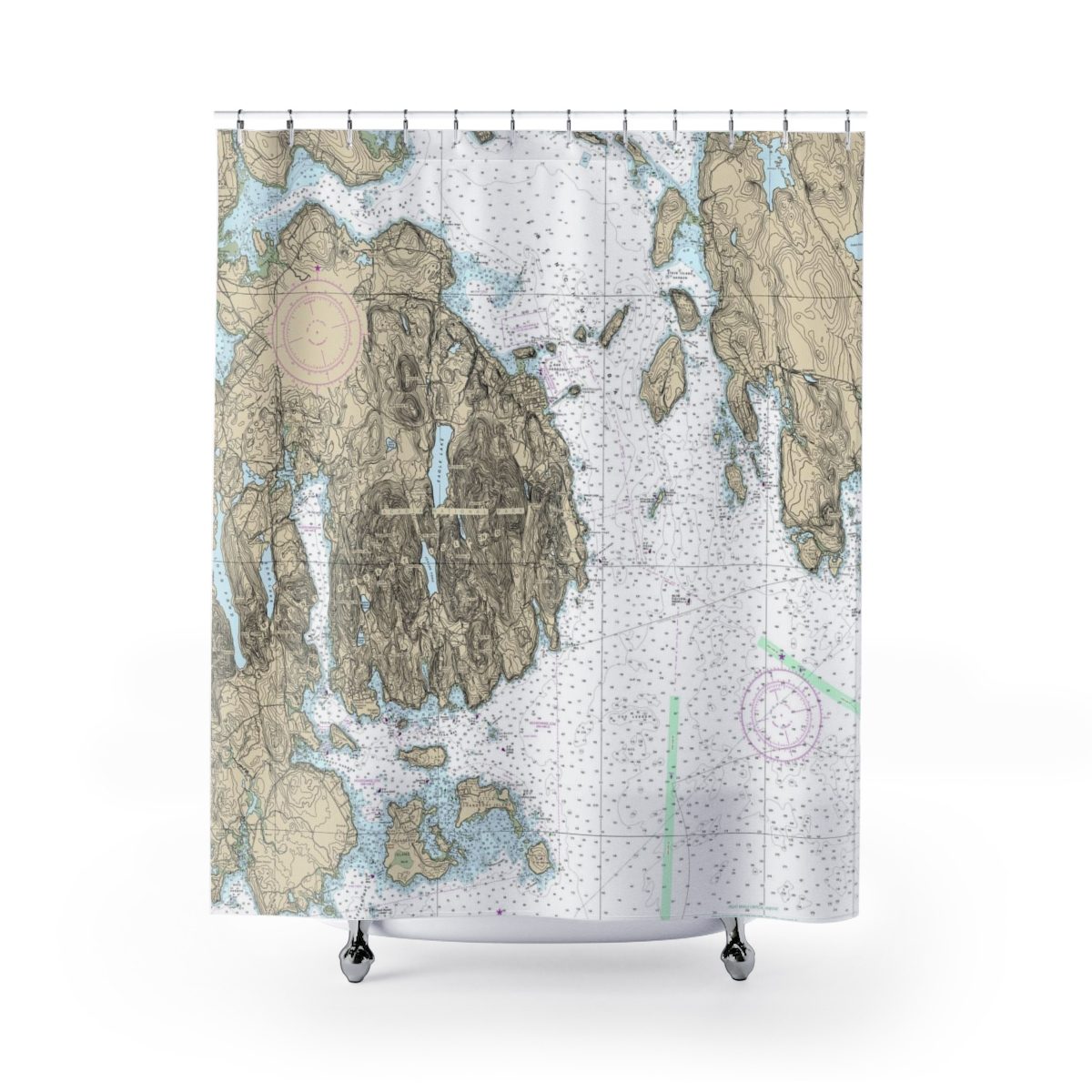 Bar Harbor, ME Nautical Chart Shower Curtain / store Made to Order