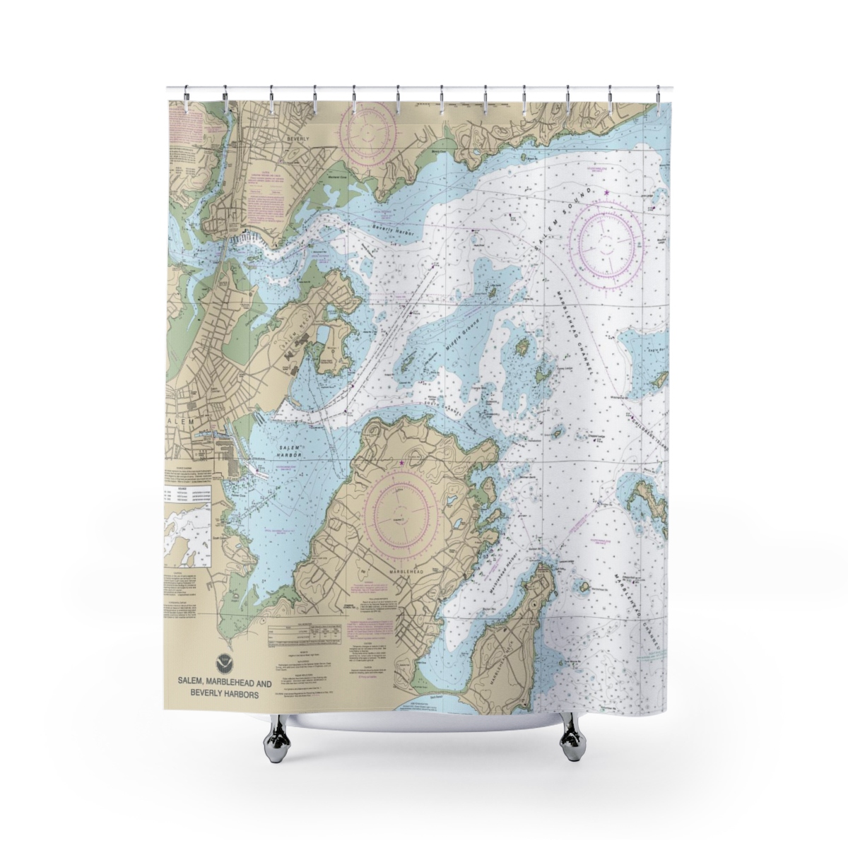 Salem, Marblehead & Beverly Harbors Chart Shower Curtains · Chart Mugs