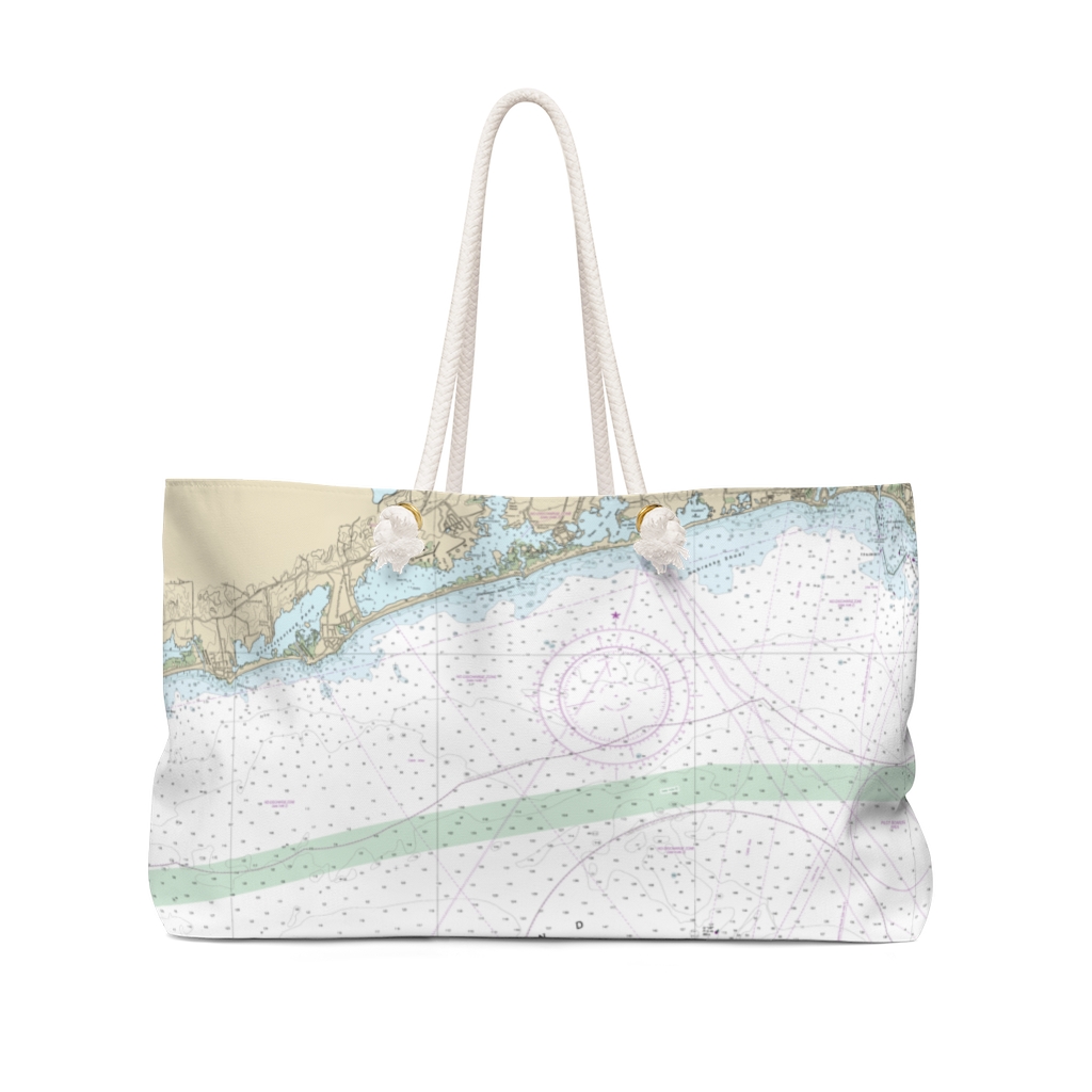 Block Island Nautical Chart Rope Handle Beach Bag (24x13)