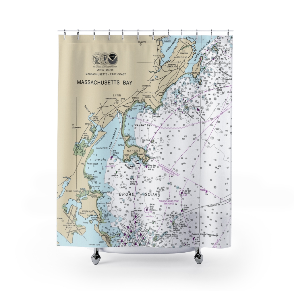 Nahant Nautical Chart Shower Curtains · Chart Mugs