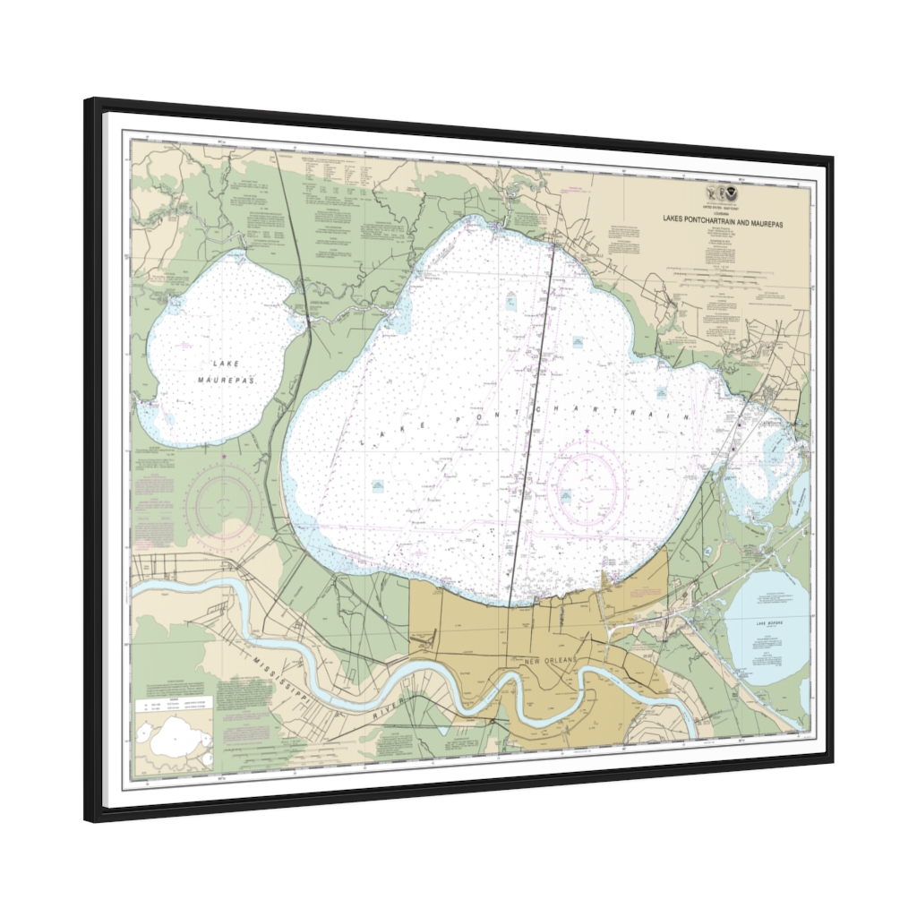 Lakes Pontchartrain And Maurepas Nautical Chart 11369 Floating Frame