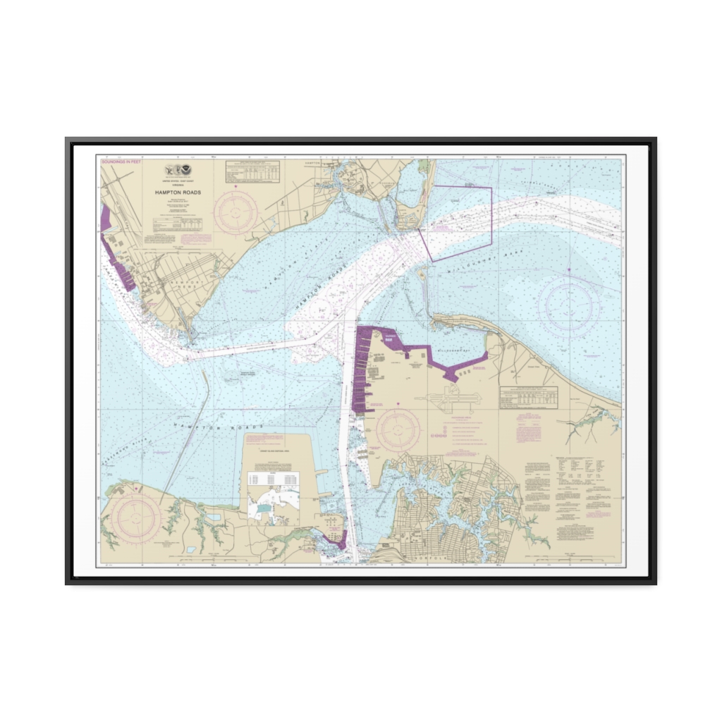 Hampton Roads Nautical Chart 12245 - Floating Frame Canvas · Chart Mugs